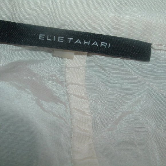 ELIE TAHARI IVORY button up shirt dress M epaulets safari pockets belt - Picture 8 of 8